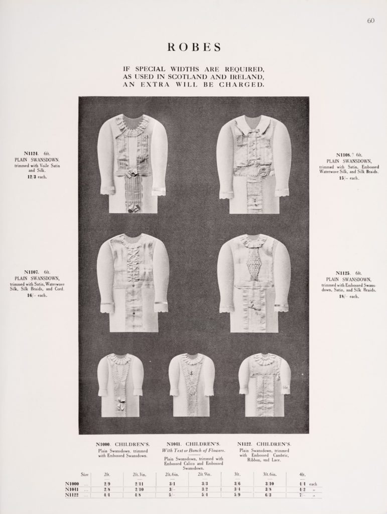 Page from a catalogue showing 7 shrouds