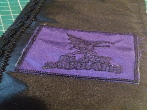 finished black sabbath patch in purple